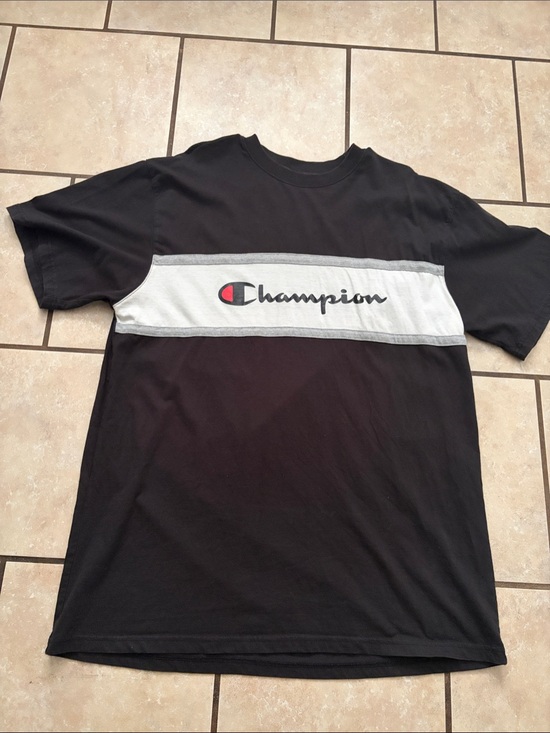 Champion Other - Like New, Champion Black Short Sleeve Tee with White Chest Panel and Logo